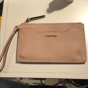 Calvin Klein saffiano leather clutch pink/mauve